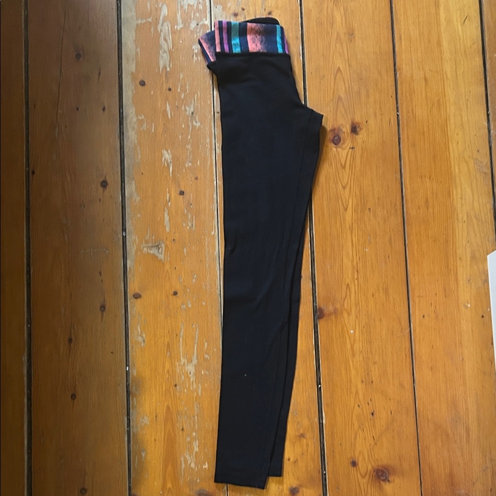 Ivivva Black Leggings with Colorful Waistband